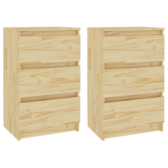 Comodini 2 pz 40x29,5x64 cm in Legno Massello di Pino