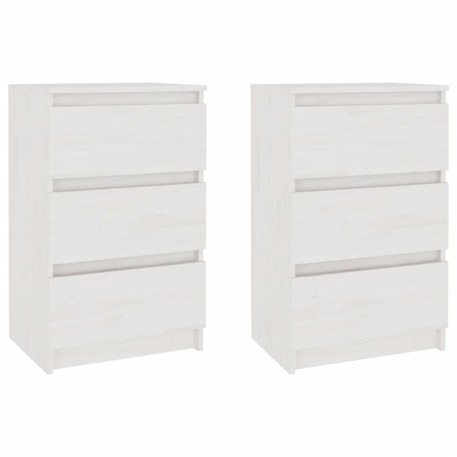 Comodini 2 pz Bianchi 40x29,5x64 cm in Legno Massello di Pino