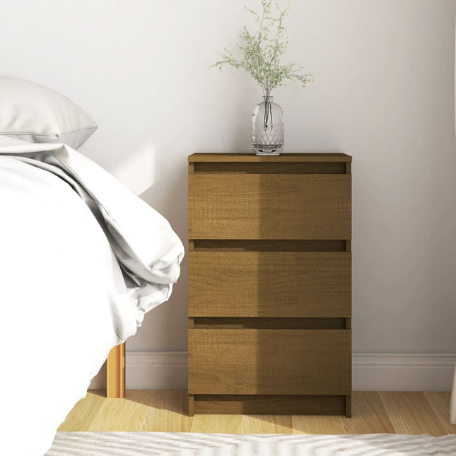 Comodino Marrone Ambra 40x29,5x64 cm in Legno Massello di Pino