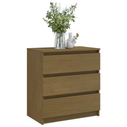 Comodino Marrone Ambrato 60x36x64 cm in Legno Massello di Pino