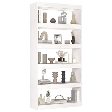 Libreria/Divisorio Bianco 80x30x167,4 cm Legno Massello di Pino