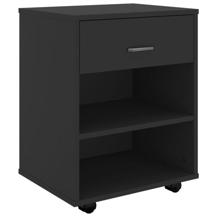 Mobiletto con Ruote Nero 46x36x59 cm in Legno Multistrato