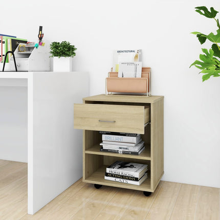 Mobiletto con Ruote Rovere Sonoma 46x36x59 cm Legno Multistrato