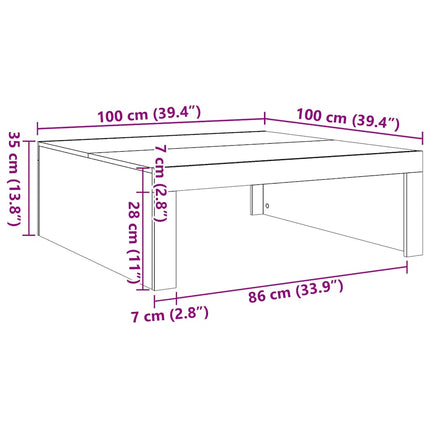 Tavolino da Salotto Grigio Cemento 100x100x35 cm Truciolato