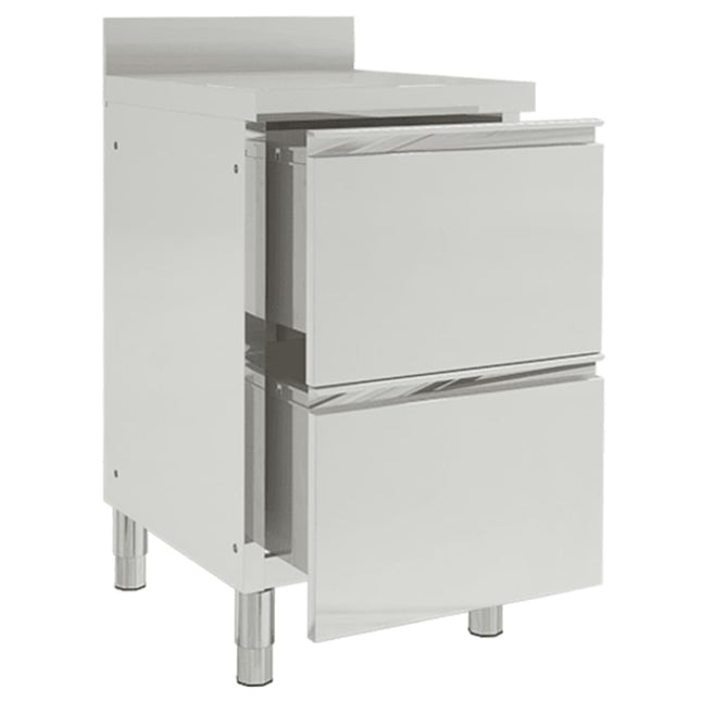 Mobiletto da Cucina Commerciale con 2 Cassetti in Acciaio Inox