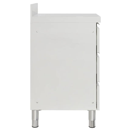 Mobiletto da Cucina Commerciale con 3 Cassetti in Acciaio Inox