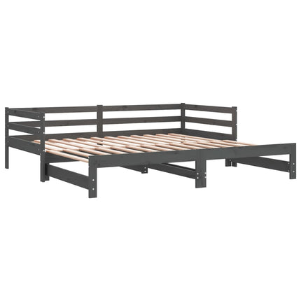 Dormeuse Estraibile Grigia in Massello di Pino 2x(90x200) cm