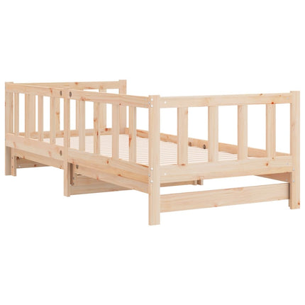 Divano Letto Estraibile in Legno Massello di Pino 2x(90x200) cm