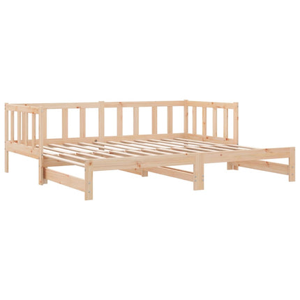 Divano Letto Estraibile in Legno Massello di Pino 2x(90x200) cm