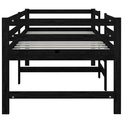 Letto Medio-Alto Nero in Legno Massello di Pino 90x200 cm