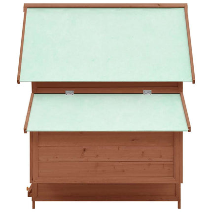 Pollaio Moka e Bianco 150x96x110 cm Legno Massello di Abete