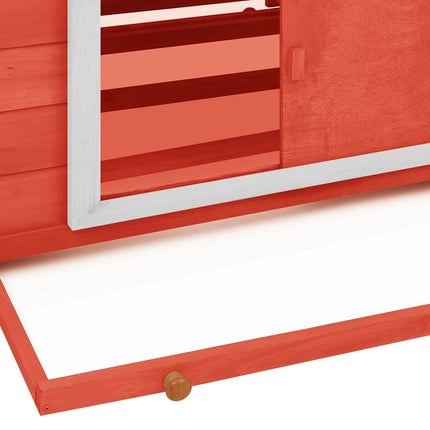 Pollaio Rosso e Bianco 150x96x110 cm Legno Massello di Abete