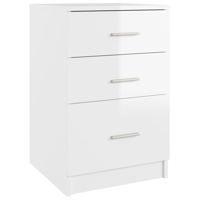Comodino Bianco Lucido 40x40x63 cm in Legno Multistrato