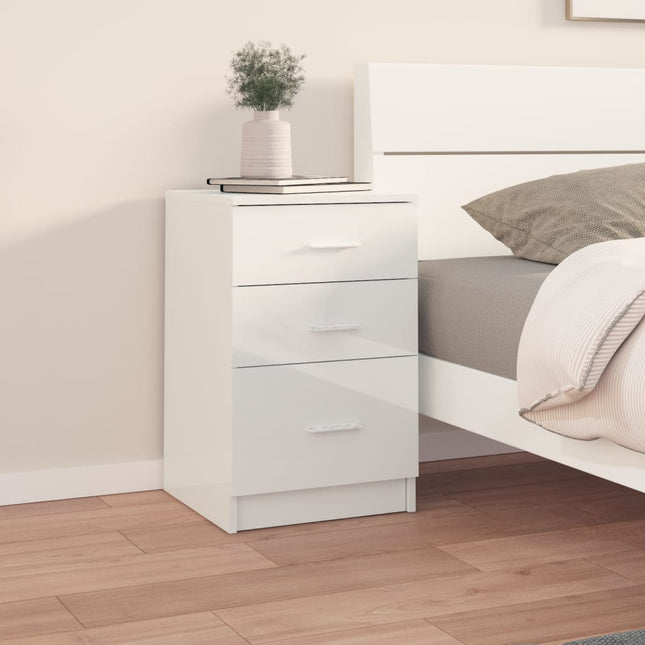 Comodino Bianco Lucido 40x40x63 cm in Legno Multistrato