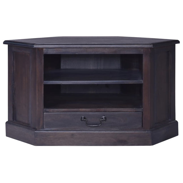 Mobile TV ad Angolo Nero Luminoso 80x40x49 cm Legno di Mogano