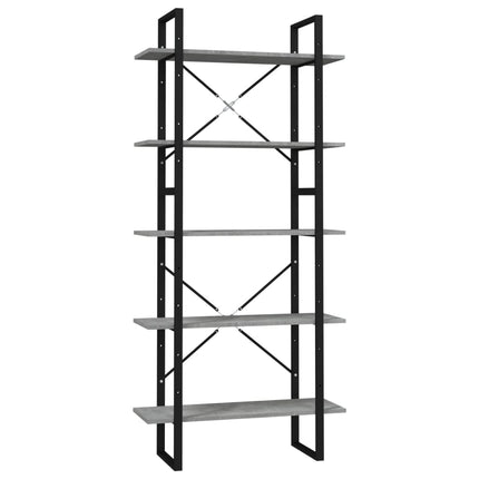 Libreria a 5 Ripiani Grigio Cemento 80x30x175 cm in Multistrato