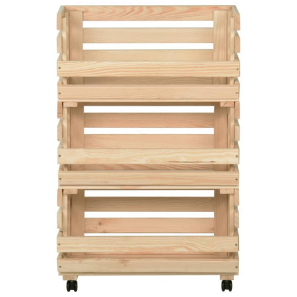 Carrello Portaverdure 37x30x80 cm in Legno Massello di Pino