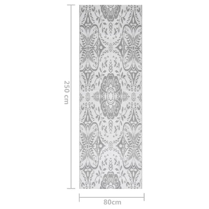 Tappeto da Esterno ARAKIL Grigio Chiaro 80x250 cm in PP