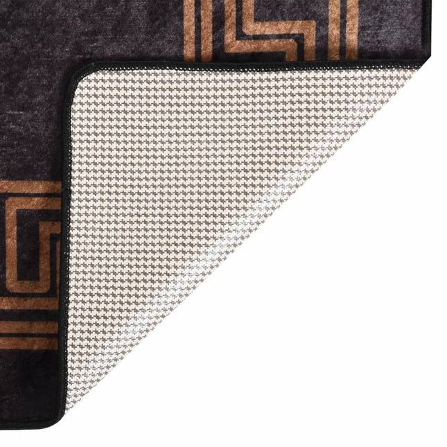 Tappeto Lavabile 120x180 cm Nero e Oro Antiscivolo
