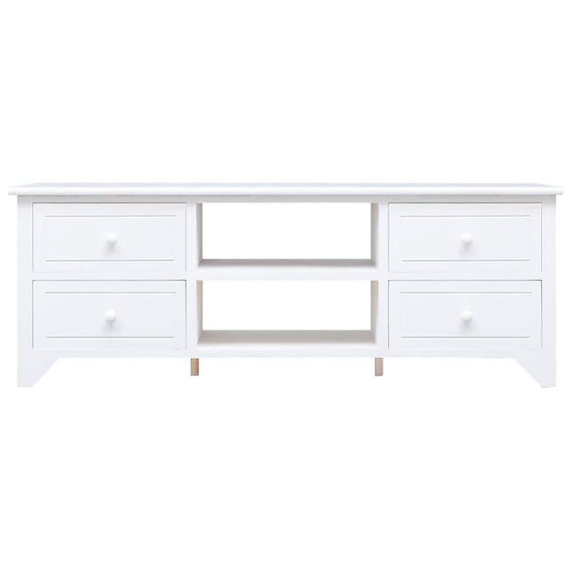 Mobile Porta TV Bianco 108x30x40 cm in Legno di Paulownia