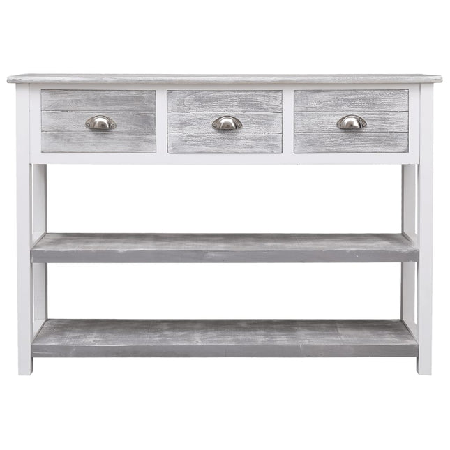 Credenza Grigio Antico 108x30x76 cm Legno Massello di Paulownia