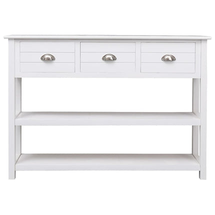 Credenza Bianca 108x30x76 cm Legno Massello di Paulownia