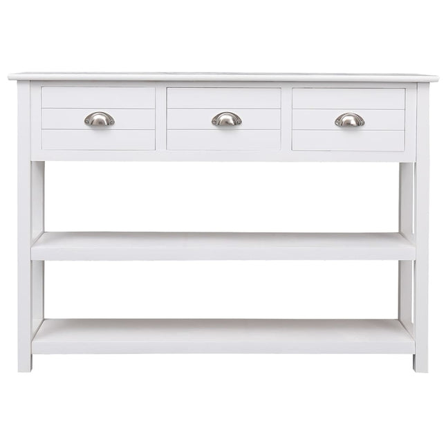 Credenza Bianca 108x30x76 cm Legno Massello di Paulownia