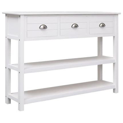 Credenza Bianca 108x30x76 cm Legno Massello di Paulownia