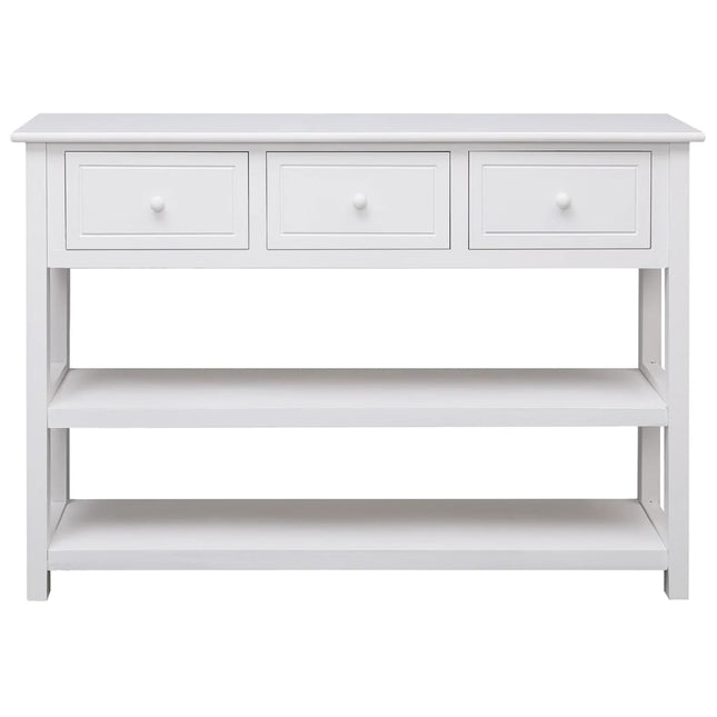 Credenza Bianca 108x30x76 cm in Legno Massello di Paulownia
