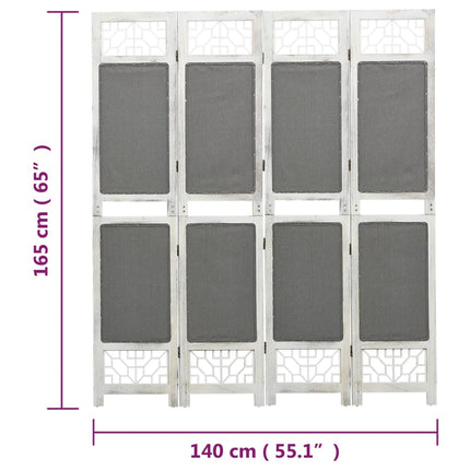 338555 4-Panel Room Divider Grey 140x165 cm Fabric
