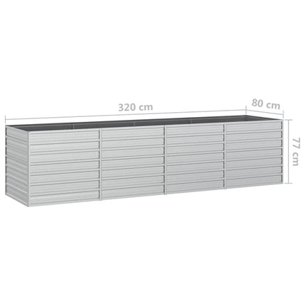 Letto Rialzato Giardino 320x80x77 cm in Acciaio Zincato Argento