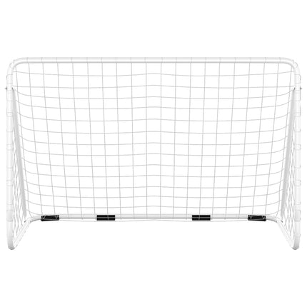 Porta da Calcio con Rete Bianca 180x90x120 cm in Acciaio