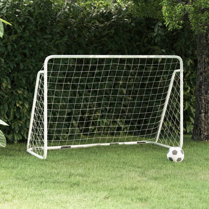 Porta da Calcio con Rete Bianca 180x90x120 cm in Acciaio