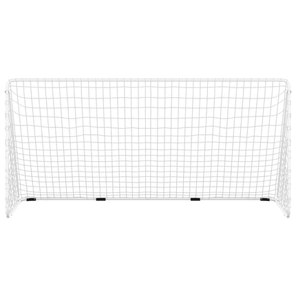 Porta da Calcio con Rete Bianca 366x122x182 cm in Acciaio