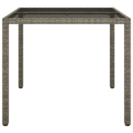 Tavolo Giardino 90x90x75 cm Vetro Temperato e Polyrattan Grigio