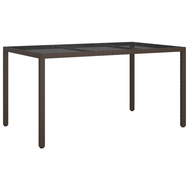 Tavolo Giardino 150x90x75cm Vetro Temperato Polyrattan Marrone