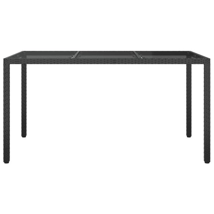 Tavolo Giardino 150x90x75 cm Vetro Temperato e Polyrattan Nero