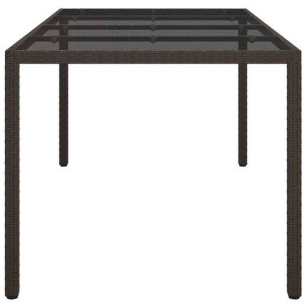 Tavolo Giardino Marrone 190x90x75cm Vetro Temperato Polyrattan