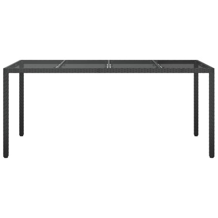 Tavolo Giardino Nero 190x90x75 cm Vetro Temperato Polyrattan
