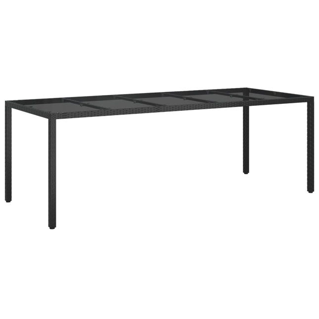 Tavolo Giardino Nero 250x100x75cm Vetro Temperato e Polyrattan