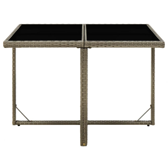 Tavolo da Giardino Grigio 109x107x74 cm in Polyrattan e Vetro