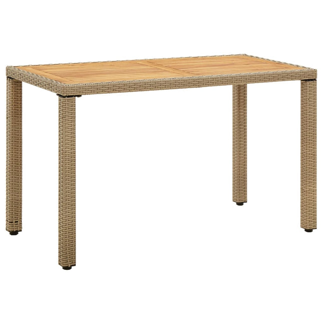 Tavolo Giardino Beige 123x60x74 cm Polyrattan e Massello Acacia