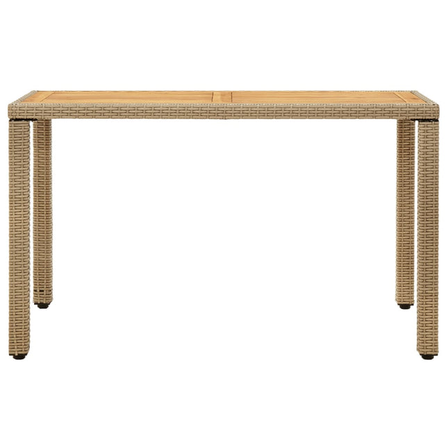 Tavolo Giardino Beige 123x60x74 cm Polyrattan e Massello Acacia