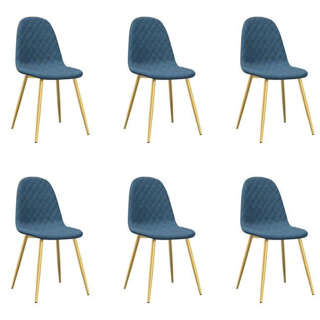 Sedie da Pranzo 6 pz Blu in Velluto