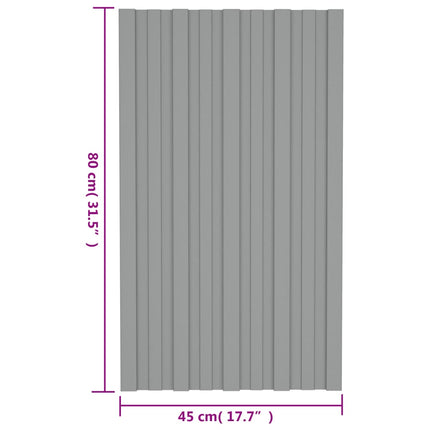 Pannelli da Tetto 36 pz in Acciaio Zincato Grigio 80x45 cm