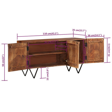 Credenza 110x35x56 cm in Legno Massello di Mango