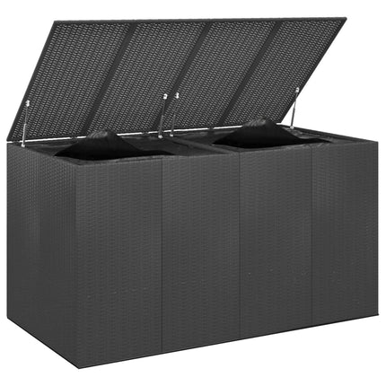 Contenitore da Giardino in Rattan PE 194x100x103 cm Nero