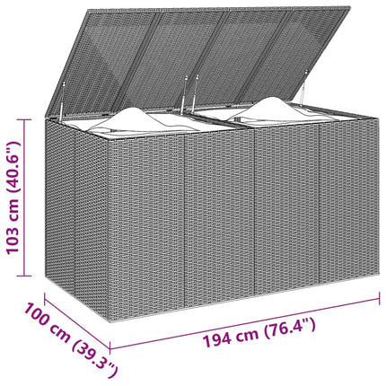Contenitore da Giardino in Rattan PE 194x100x103 cm Nero
