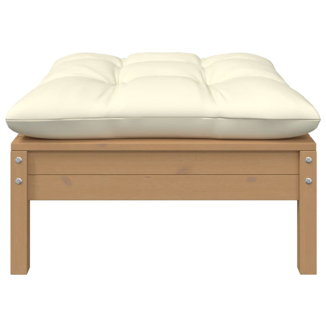 Sgabello da Giardino Ambra con Cuscino Crema in Legno di Pino
