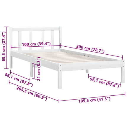 Giroletto Bianco in Legno Massello di Pino 100x200 cm